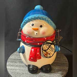 Snowman Jar Canister Hinged Lid Conagra Brands Swiss Miss Ceramic Storage 2017